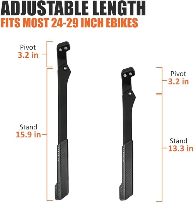 BV Bike Kickstand - Mountain Bike Kick Stand for 24-29" Bicycles - Adjustable Length, Non-Slip Sole, Aluminum Alloy Material - Bicycle Kickstand