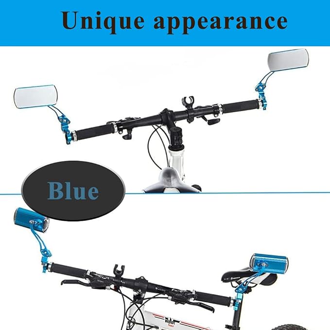 Bike Mirrors Handlebar Rearview Mirror, Bicycle Mirrors for Handlebars 2 pack, Bike Mirrors for Handlebar for Electric Bike, Mountain Bike, and Fixed Gear Bike (Blue)