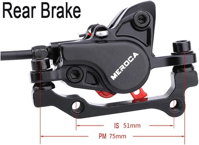 FukkeR Mountain Bikes Hydraulic Disc Brake Kit Left Rear 1400mm Aluminum Alloy Bicycles Brakes with is/PM Adapter for Road Bicycles BMX XC Trail E-Bikes Fat Bikes
