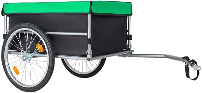 Bicycle Cargo Trailer with 20 Inch Wheels, Removable Cover and Quick-Fold Frame for Groceries, Tools or Luggage