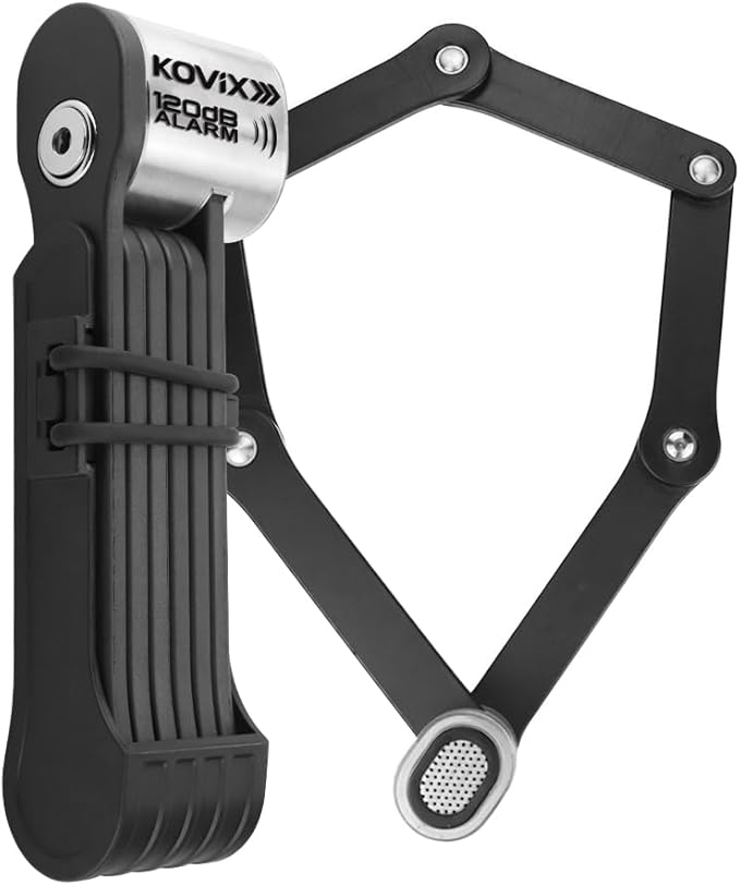 Kovix Folding Bike Lock,120dB Alarm Compact Lightweight High Security Anti-Theft Foldable Bicycle Lock with 3 Keys and Mount for E-Bikes Scooter Road Mountain Bike