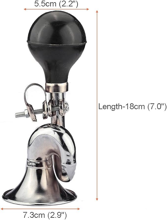2 Pack Bugle Horn, Coolrunner Retro Clown Horn, Kids Bike Horn, Classic Vintage Metal Twist Loudspeaker Siren Hooter Snail Air Horn for Vehicles Bicycles Golf Cart