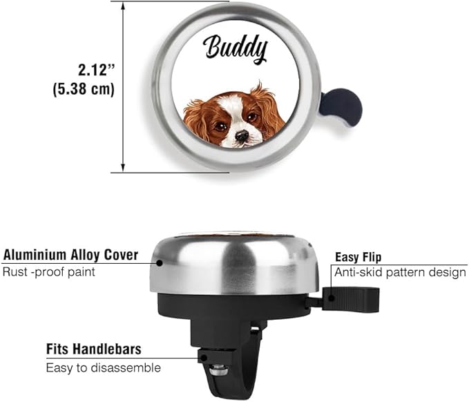 WIRESTER Personalized Custom Bike Bell with Your Text, Aluminum Round Classic Ring Bicycle Bell, Bike Accessories Bell Ring for Adults Kids Girls Boys