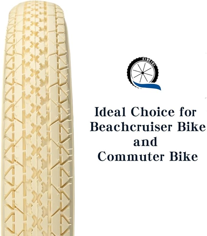 SIMEIQI 1 or 2 Pack 26"x2.125" Cruiser Beach Bike Tires Cream Color with or Without Inner Tubes 26"x1.75"/2.125" Replacement Folding Bicycle Tyres for City Commuter Urban Pavement