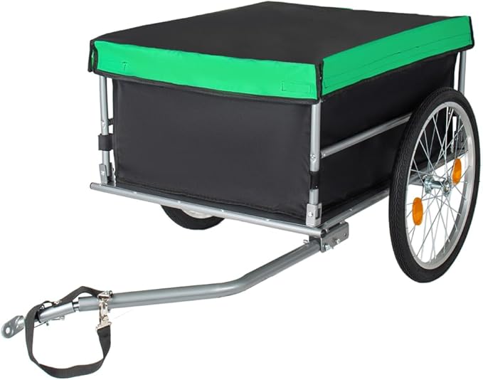 Bicycle Cargo Trailer with 20 Inch Wheels, Removable Cover and Quick-Fold Frame for Groceries, Tools or Luggage