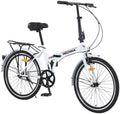 24 Inch Folding Bike for Adults with Fenders, Steel Frame Single Speed City Commuter, Dual V-Brake Portable Compact Bicycle for Men & Women
