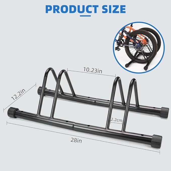 Metal Bike Storage Rack, Floor Stand for 3 Bicycles, Outdoor Loop Parking Holder for Garage, Shed (2 paragraph)