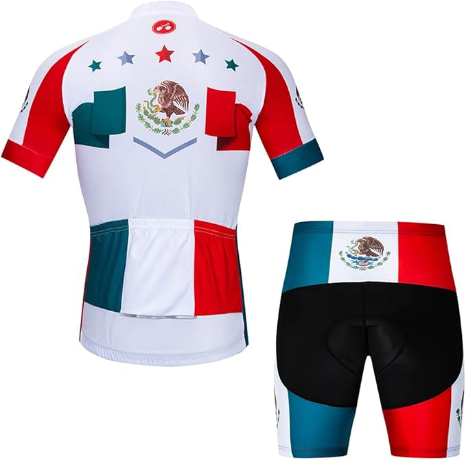 Hotlion Men's Cycling Jersey Sets Gel Pad Summer Bike Clothing Suit Breathable Bike Clothes with 3 Rear Pockets