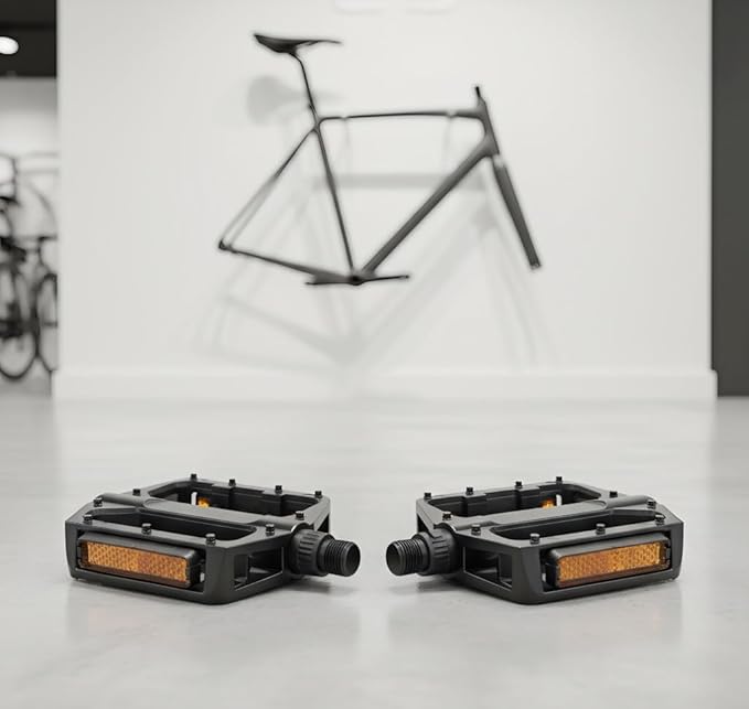 2026 New 9/16 inch Urban Commuter Bicycle Pedal, Built in Reflector, Sealed Bearing and Anti Slip Pin, Aluminum Alloy Wide Platform, Waterproof Design, Suitable for Various Roads/Mountains/Commuters