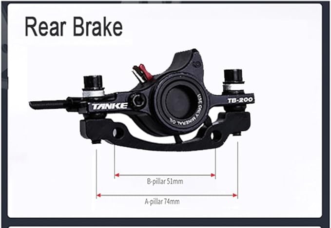 FukkeR Bicycles Mechanical Left Rear Disc Brakes Kit 1250mm Mountain Bikes Aluminum Alloy Hydraulic Disc Brake Set with is/PM Adapter Fit Mountain Bikes XC Trail Fat Bikes