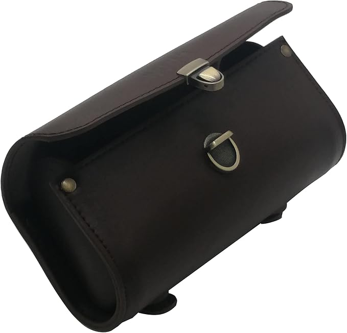 WUYAN Bike Handlebar Leather Bags Under Seat Retro Classical Mountain MTB Road Bike Leather Bag for Cell Phone， Saddle Tail Rear Pouch Seat Storage Cycling Case Carry Accessories