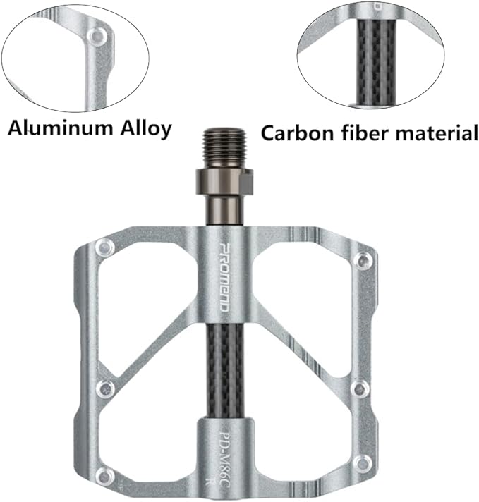 Aluminum Alloy & Carbon Fiber MTB Pedals - 9/16" Sealed 3-Bearing System | Lightweight Non-Slip Platform for Road, Mountain & BMX Bikes