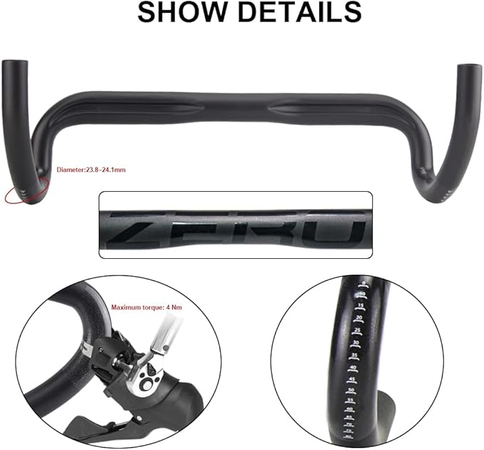 RXL Carbon Road Bike Handlebar - 31.8mm Drop Bar, 38cm