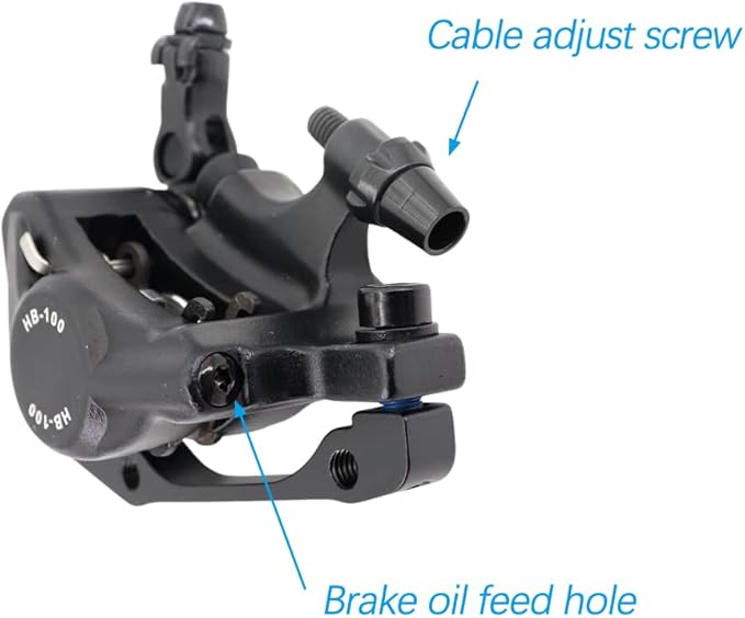 DJC Bike Brake Caliper 2 Pistons Cable Actuated MTB Hydraulic Brake Line Pulling with 160mm Rotor Disc Mountain Bike HB100