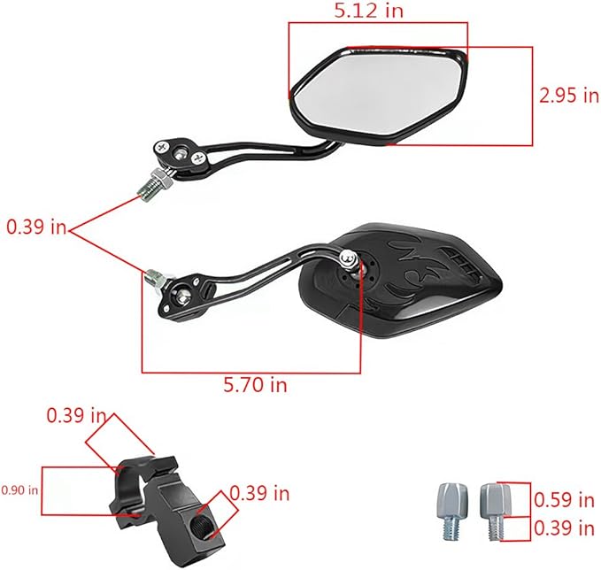 Bike Mirrors for Electric Bikes - 2 Pack Mirrycle Bike Mirrors, Handlebar Rearview Mirror, Bicycle Mirrors for Handlebars - Enhance Safety and Visibility on Your Electric Bike(Black)