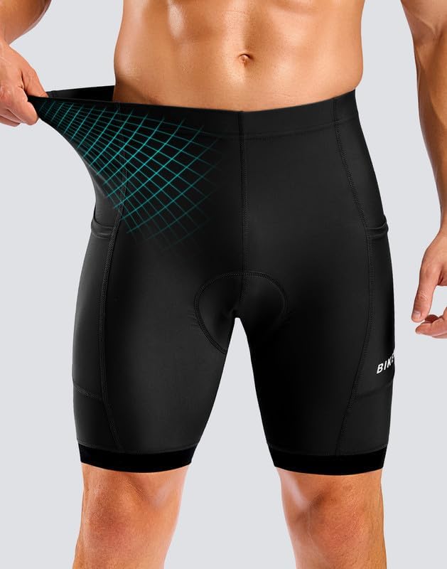 Bikewa Men's Cycling Shorts 7" 4D Padded Bike Shorts for Men Road Biking Bicycle Riding Cycle Biker Phone Pockets