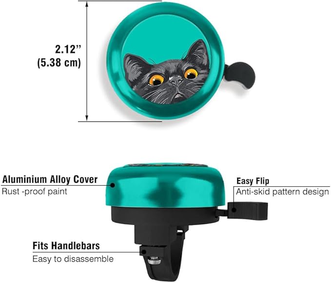 WIRESTER Green Aluminum Round Bike Bell, Classic Ring Bicycle Bell, Bike Accessories Bell Ring for Adults Kids Girls Boys