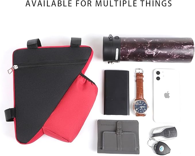 Bike Triangle Bike Bag - Red - Bicycle Accessories for Adult Bikes，Water Bottle Pocket， Waterproof