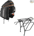 Ibera PakRak Touring Bicycle Seatpost/Disc/Non/Disc Rack and Quick Release Bag (Disc Brake Rack + Trunk Bag with Expandable Panniers)