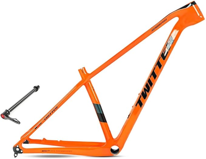 Carbon Hardtail Mountain Bike Frame 27.5er 29er Disc Brake Bike Frame 15''/17''/19'' XC Internal Routing Frame Thru Axle 12 * 148mm Boost(Orange,15'')