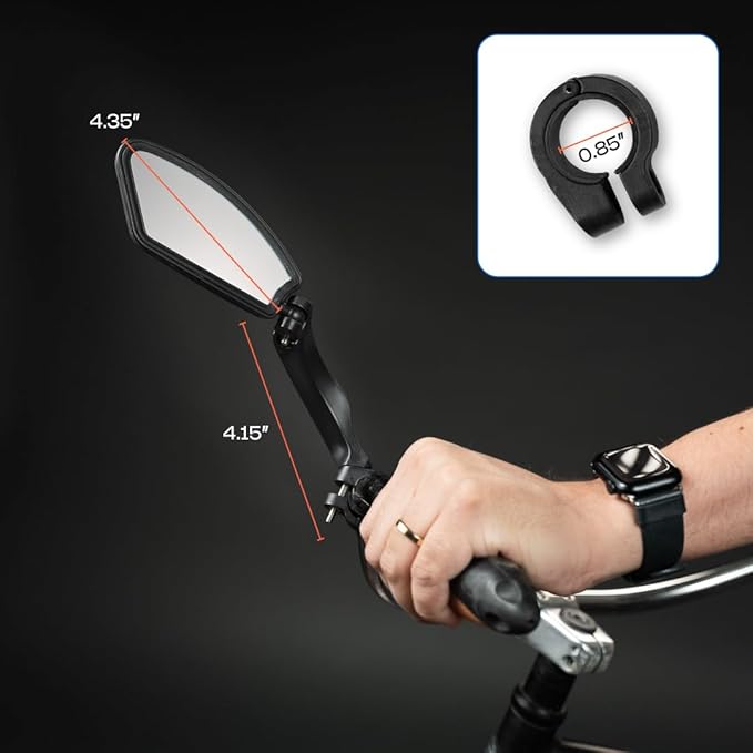 Bike Mirror for Handlebars – Adjustable 360° Bicycle Rear View Mirror, Wide-Angle Shatterproof Glass, Durable Handlebar Mounted Bike Mirror for Road, Mountain & E-Bikes – Safety Cycling Mirror