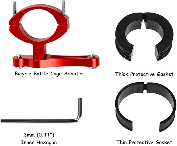 Bicycle Bottle Cage Adapter Bike Water Bottle Cage Holder Mount Adapter Adjustable Aluminum Alloy Seat Tube Diameter 19-33mm CNC Machined Handlebar Seat Post Cup Mount Converter