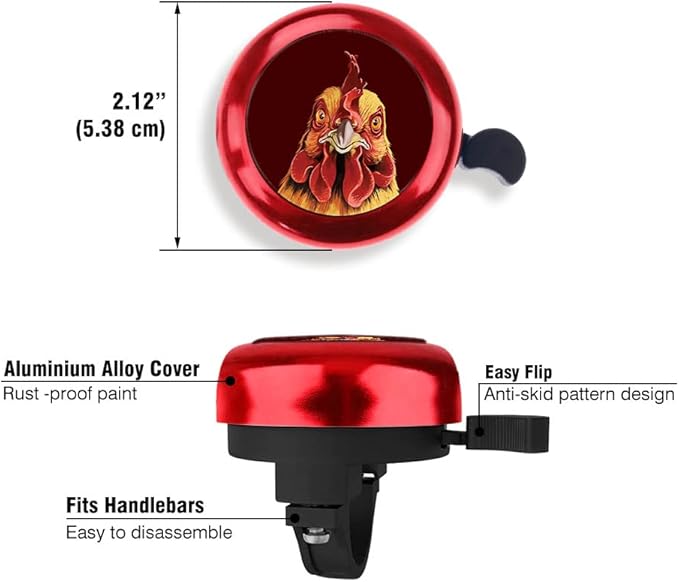 WIRESTER Red Aluminum Round Bike Bell, Classic Ring Bicycle Bell, Bike Accessories Bell Ring for Adults Kids Girls Boys