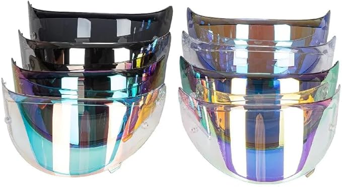 Motorcycle Helmet Visor Replacement Shield for KYT NFR NX NZ, Helmet Face Wind Shield Visor Lens, Motorbike Helmet Visor Sun Protection Anti-Fog Accessories,I Rainbow