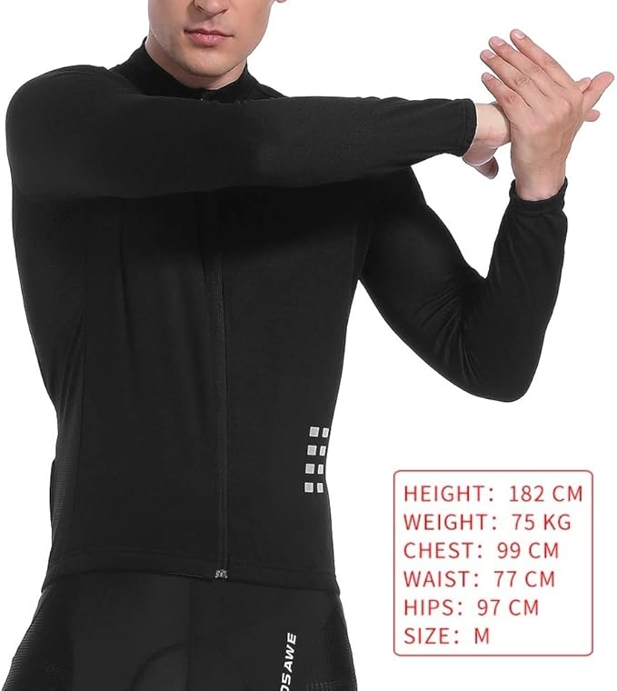 WOSAWE Men's Cycling Jersey Long Sleeve Bicycle Shirt Breathable Mountain Bike Tops for Riding, Running, Hiking