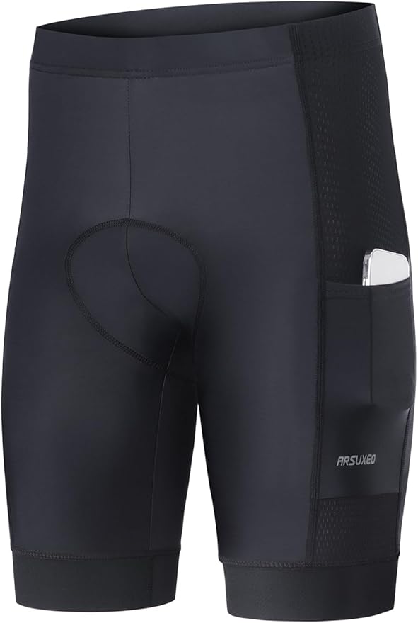 ARSUXEO 4D Padded Bike Shorts for Men Cycling Shorts with Phone Pockets Bicycle Biking Shorts