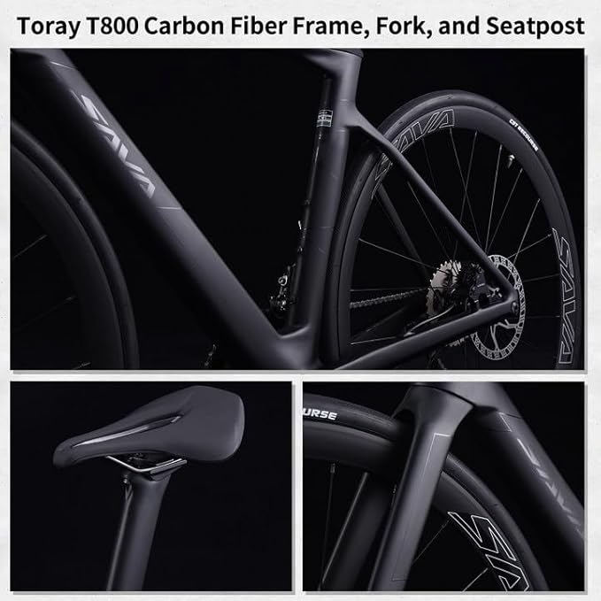 SAVADECK Carbon Road Bike, T800 Carbon Fiber Frame 700C Racing Bicycle with Shimano R4700 20 Speed Groupset and Hydraulic Disc Brake, Ultra-Light Carbon Bike for Adult