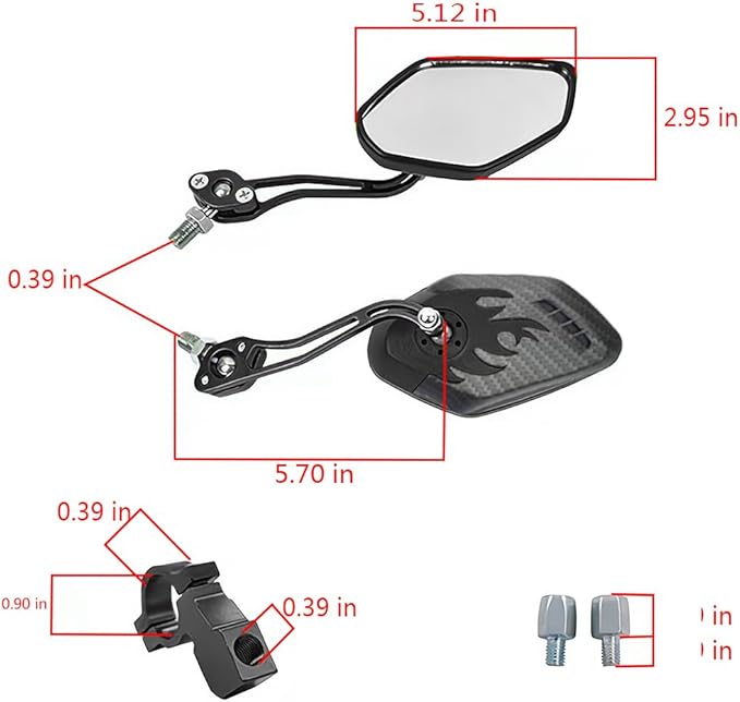 Electric Bike Mirrors - Mirrycle Bike Mirror for Adults, Lowrider Bike Parts, Fat Tire Bike Accessories