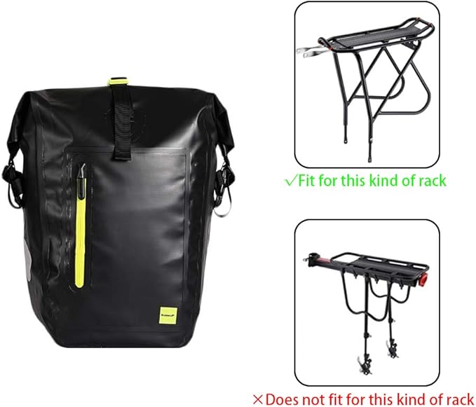Rhinowalk Bike Pannier Bag Waterproof Bike Bag 23L for Bicycle Cargo Rack Saddle Bag Shoulder Bag Laptop Pannier Rack Bicycle Bag Professional Cycling Accessories-Black＆Green