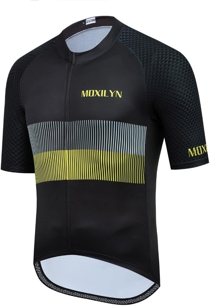 MOXILYN Men's Cycling Jersey Short Sleeve with 4 Pockets Moisture Wicking Breathable Quick Dry MTB Biking Shirt