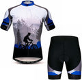 Hotlion Men's Cycling Jersey Sets Gel Pad Summer Bike Clothing Suit Breathable Bike Clothes with 3 Rear Pockets