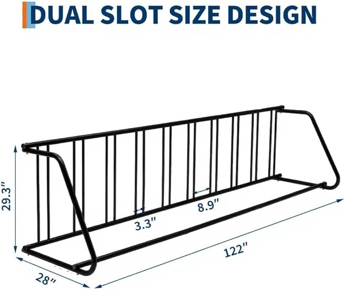 10 Bike Rack for Garage, Heavy Duty Steel Bicycle Rack Freestanding with Floor Mount Kit, Single-Sided Parking Stand for 10 Bicycles, Commercial Grade Bike Racks for Apartments & Schools, Black