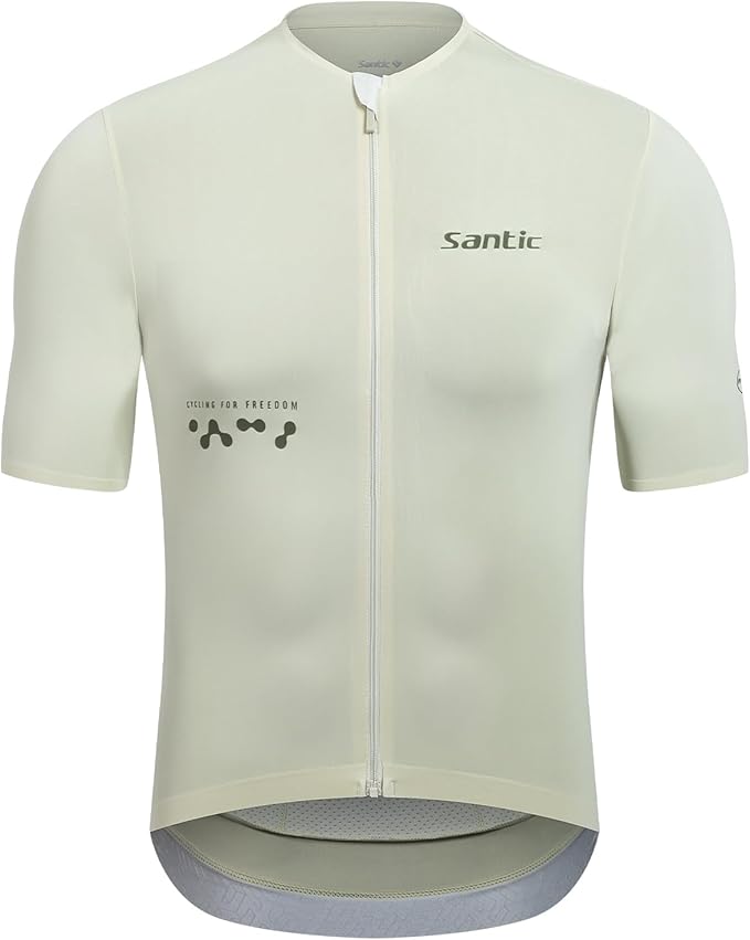 Santic Men's Cycling Jersey Short Sleeve Tops Bicycle Bike Shirt Full Zipper UPF 50+ Bicycle Jersey with Pockets
