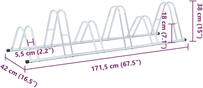 Galvanized Steel Floor Freestanding Bicycle Stand for 6 Bikes, 6 Bikes Floor Bike Stand, Bike Floor Parking Rack for Indoor & Outdoor Garage Storage,-867