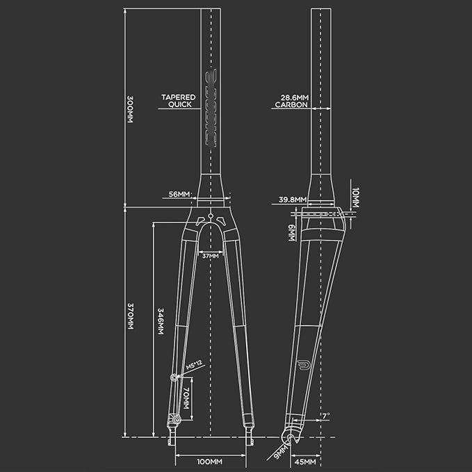 700C Full Carbon Fiber Road Bikes Fork QR 9X100mm Disc Brake Hard Forks 1 1/2" Tapered Tube Threadless Front Fork