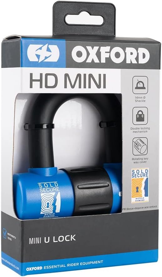 Oxford HD Mini U Lock 14mm. Bicycle Diamond and Motorcycle Gold Sold Secure. Disc Lock.