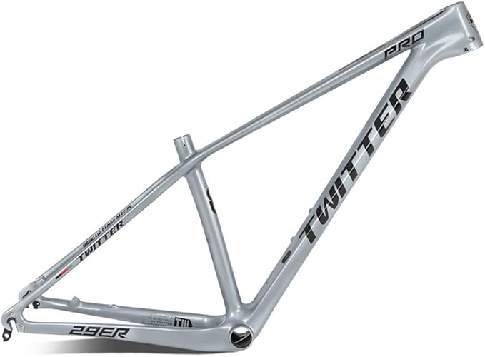 27.5er 29er Bike Frame 15''/17''/19'' Hardtail Mountain Bike Frame XC/AM Carbon Rigid Frame Disc Brake QR 135mm Internal Routing(Light Gray,29 * 19'')