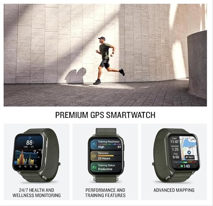 Wearable4U Garmin Venu X1 Thin and Lightweight GPS Smartwatch, AMOLED Display, Moss with Titanium Caseback and Moss ComfortFit Nylon Band Black Earbuds Bundle