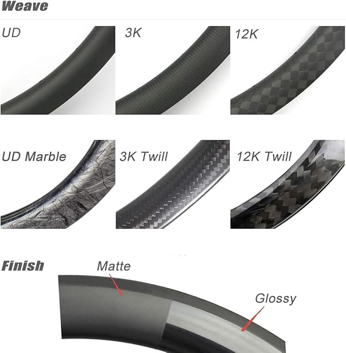 Customized Carbon Rim 700C 25/28mm Wide, 30/35/38/45/50/55/60/88mm Deep Tubular/Clincer Tubeless Ready Carbon Bicycle Rim for Road Bike Gravel CX Wheel
