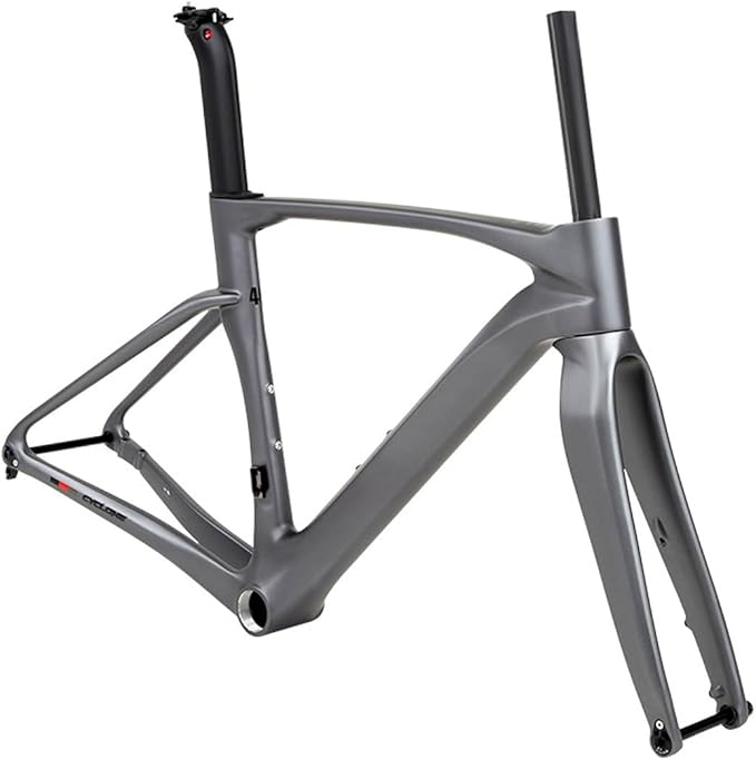700c Carbon Road Bike Frameset 43.5/46/48/50/52/54cm Disc Brake Bike Frame Thru Axle 12 * 100/12 * 142mm Breakwind Racing Frame Gray Lightweight