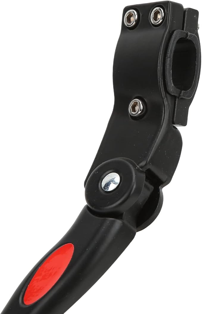 Bike Kickstand, Adjustable Non Slip Aluminum Alloy Side Support with Red Fluorescent Warning, Bicycle Kickstand for Mountain Road Bikes 22-27 Inch 700c Black