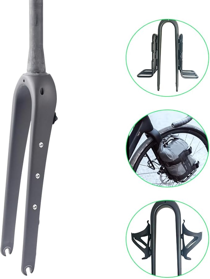 WCS 700C Carbon Fiber Gravel Bike Fork 1 1/8 to 1 1/2 Tapered Flat Mount Disc Brake QR Fits Wide Tires Lightweight Road Gravel Bicycle Front Fork