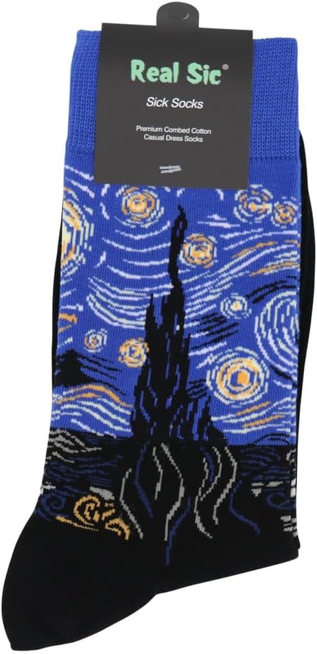 Real Sic Fun Socks for Men and Women - Cozy Cotton Dress Socks with Colorful Designs - Cool, Casual, Wacky Patterned