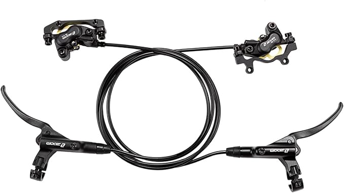 BUCKLOS Zoom MTB 4 Piston Hydraulic Disc Brakes Set, Left Front 850mm Right Rear 1550mm Mountain Bike Hydraulic Brake Aluminum Alloy Lever with Caliper is/PM Adapter (Pre-Bled)