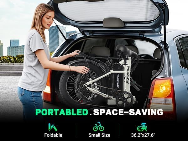 Wildeway Folding Electric Bike for Adults, FW11-Lite 750W Motor, 48V 15Ah Removable Battery, 20" x 3.0" Fat Tire E-Bike, 30MPH Top Speed, Step-Thru Frame, Foldable Ebike Commuter & Off-Road