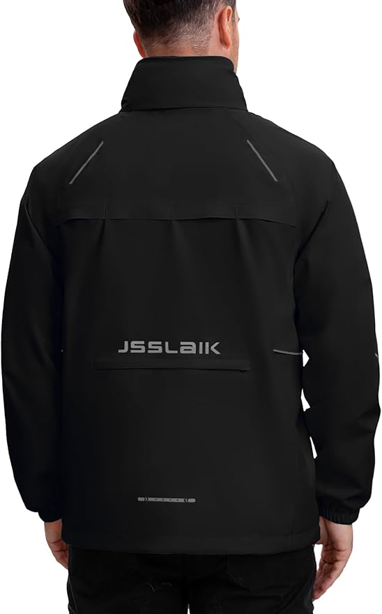 Men's Rain Jacket Waterproof Windproof Breathable for Hiking Cycling Commuting with Hood & Pockets